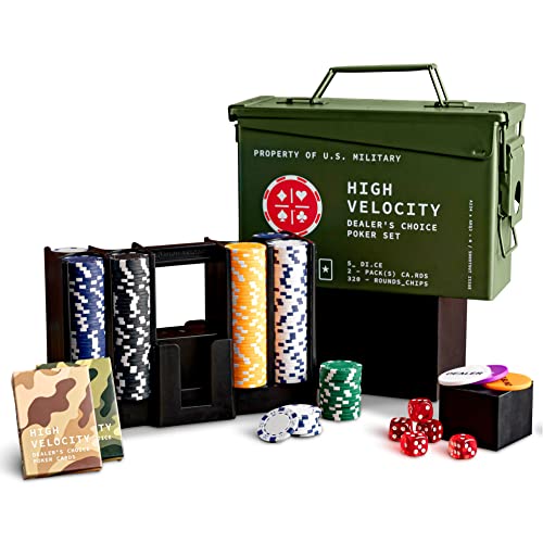 TITAN LSO Poker Set | Tactile Box Contains THE ULTIMATE Poker Set - Playing Cards, Poker Chips Set & More | Case and Set Also for Texas Holdem, Blackjack Plus | Groomsmen Gifts for Men (With Dice)