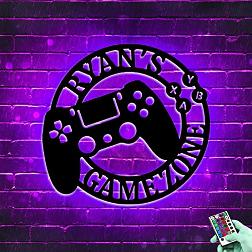 Personalized Gamer Name Neon Sign with 16 Colors and Remote Control Gamepad Controller Shape Neon Lights for Teen Boys Bedroom Wall Decor, LED Night Light for Kids Game Room,Best Gamer Gifts (Style-9)