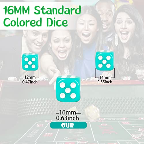 SLSESIN 100 Pieces 16MM Dice Set, 6 Sided Standard Colored Dices with Portable Plastic Box, Opaque 10 Colors Games Dice for Board Games, Parties, Classroom Math Bulk Dice