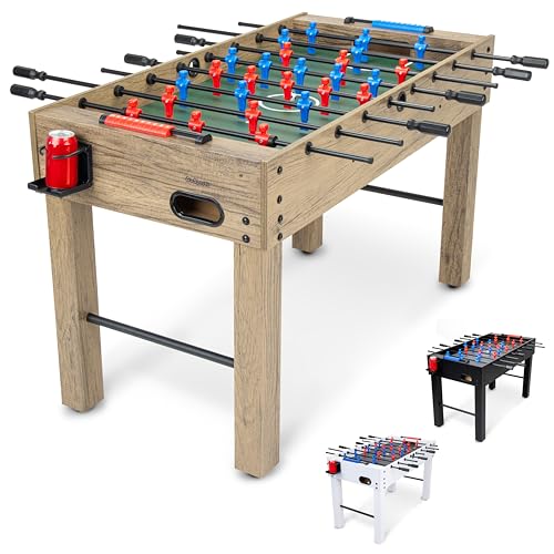 GoSports 48 Inch Game Room Size Foosball Table - Oak Finish - Includes 4 Balls and 2 Cup Holders