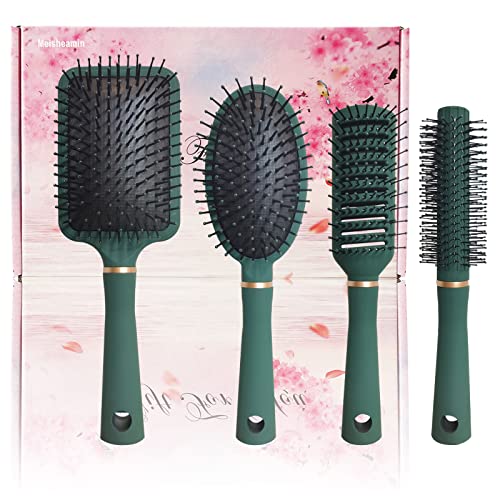 4 Pcs Hair Brush Gifts Set for Women,Detangling Hairbrush for Women and Kids,Flexible Soft Pin Bristles for Long Thick Curly Wavy Dry Damaged Hair