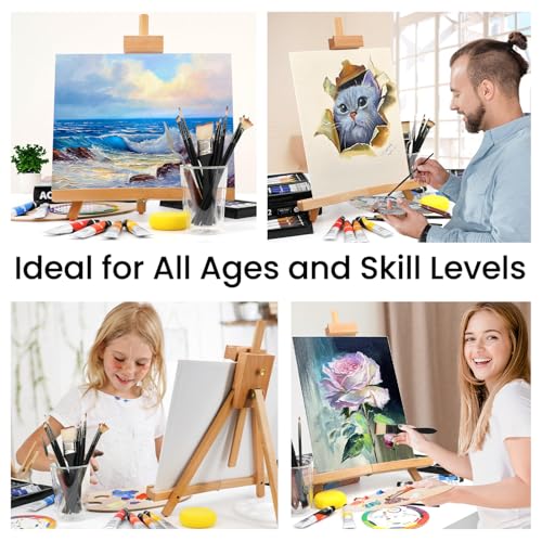 ARTALLY Acrylic Paint Set for Adults & Kids, 67 Pcs Canvas Painting Kits, 32 Colors Acrylic Paint (22ML),Table Easel,Brushes,Canvas, Art Painting Supplies Kit for Students,Artists,Beginners