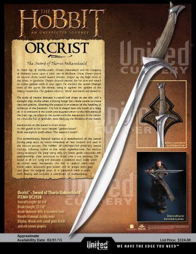 United Cutlery Orcrist Sword of Thorin Oakenshield | Replica "Goblin Cleaver" from The Hobbit | Officially Licensed | Wall Plaque