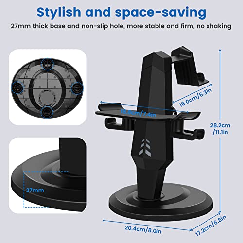 Lampelc Headset Charging Dock, VR Display Stand for Meta/Oculus Quest 2, Rift/Rift S, HTC Vive, Valve Index Headset, Touch Controllers and VR Accessories, with LED Lights, Type C Charging Port