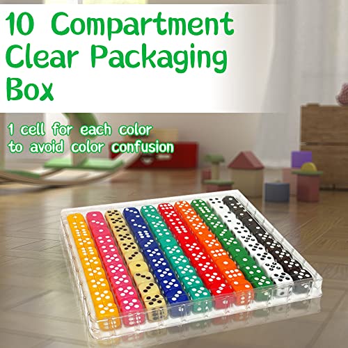 SLSESIN 100 Pieces 16MM Dice Set, 6 Sided Standard Colored Dices with Portable Plastic Box, Opaque 10 Colors Games Dice for Board Games, Parties, Classroom Math Bulk Dice