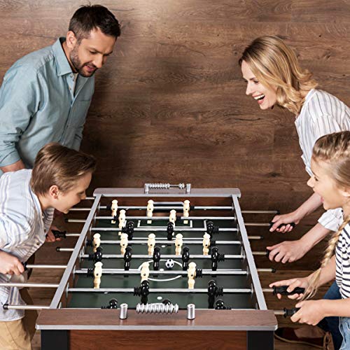 GYMAX Foosball Table, 54” Full Sized Soccer Game Table with 2 Footballs, Game Tables for Game Room Adults Kids Family Night