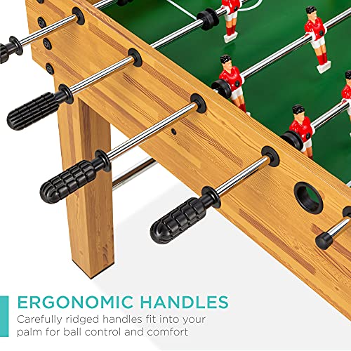 Best Choice Products 48in Competition Sized Foosball Table, Arcade Table Soccer for Home, Game Room, Arcade w/ 2 Balls, 2 Cup Holders - Light Brown