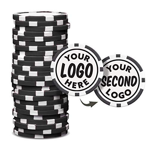 Custom Poker Chips (50 Pack) | Personalized Monogram Logo Poker Chips - Your Custom Logo (Black-50)