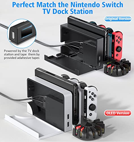 Switch Controller Charging Dock Station Compatible with Nintendo Switch Accessories & OLED Model Joycons, KDD Switch Controller Charger Docking Station with Upgraded 8 Switch Games