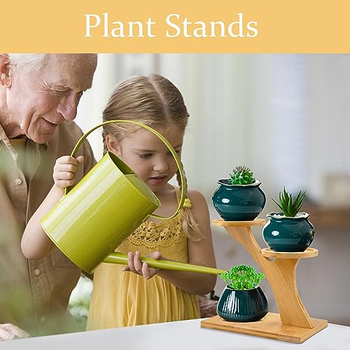 XXXFLOWER Bamboo Plant Stand ,3 Tiers Indoor Succulent Windowsill Shelf - Small Tabletop Plant Holder for Home, Office, Living Room, Bedroom Decoration 1pc