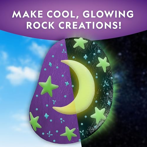 NATIONAL GEOGRAPHIC Glow in the Dark Rock Painting Kit - Arts & Crafts Kit for Kids, Decorate 15 River Rocks with 15 Paint Colors & More Art Supplies, Kids Craft, Kids Art Kit, Kids Activity Kit