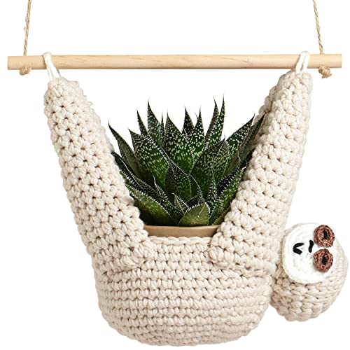 Evbopa Sloth Gifts Sloth Plant Hanger for Succulent Pot Hanging Planter for Plant Lovers Home Decor Planter Macrame Plant Hanger | 5 Inch Plant Holder