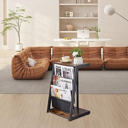 JOIN IRON Storage Bookshelf, Detachable Brochure Display Stand, Floor-Standing Magazine Rack with 4 Pockets, Newspaper Stand Easy to Move Easy to Assemble Compartments for Living Room