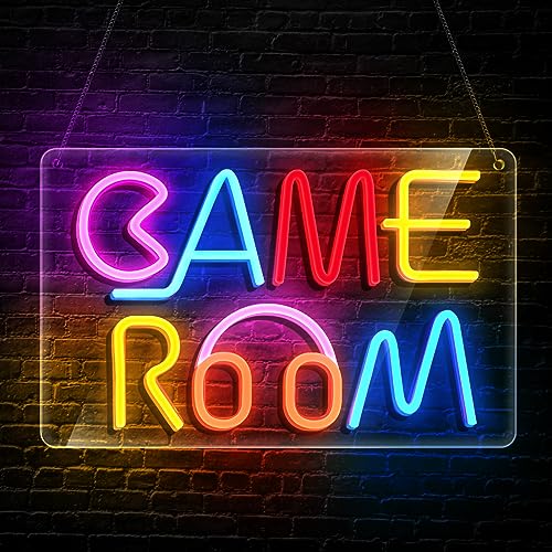 Neon Game Room Sign, Colorful Game Room Decor Sign, Neon LED Signs for Wall Bedroom Gaming Room Decor, Neon Lights for Game Zone Party Bar Club, with ON/OFF Switch & USB Port, 15.7"x 9.8"