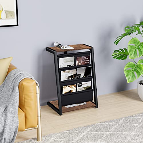 JOIN IRON Storage Bookshelf, Detachable Brochure Display Stand, Floor-Standing Magazine Rack with 4 Pockets, Newspaper Stand Easy to Move Easy to Assemble Compartments for Living Room