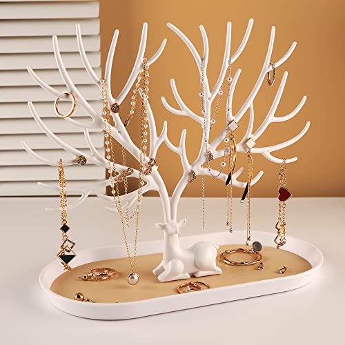 MORE&LESS Antlers Jewelry Display Stand,Tree Tower Rack Hanging Organizer for Ring Earrings Necklace Bracelet