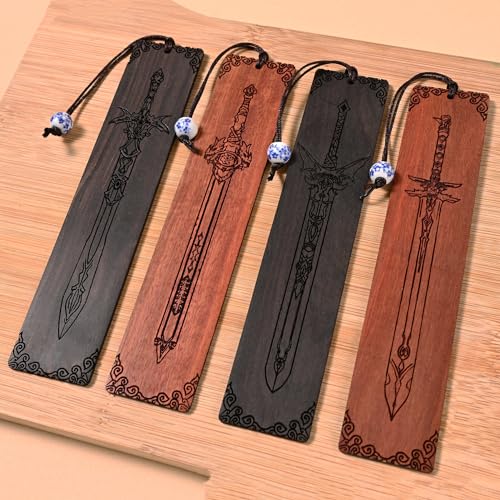 ZQZYMXQ 4Pcs Sword Bookmark, Cool Bookmarks for Men, Gifts for Book Lovers Men (Sword Set)