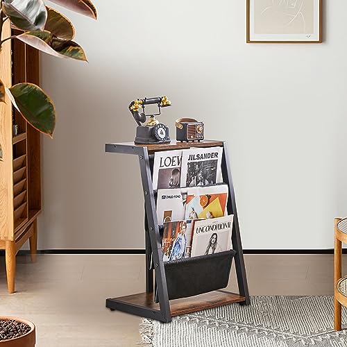 JOIN IRON Storage Bookshelf, Detachable Brochure Display Stand, Floor-Standing Magazine Rack with 4 Pockets, Newspaper Stand Easy to Move Easy to Assemble Compartments for Living Room