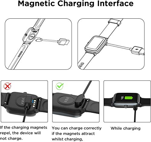 Compatible with Stiive Smartwatch LCW01 Charger, Magnetic USB Replacement Charger Compatible with Stiive 1.28 Smartwatch/Lovtutu Watch/Moowhsh Watch 1.28/NiUFFiT LW36/ManiGoo 1.28 Smartwatches (Black)