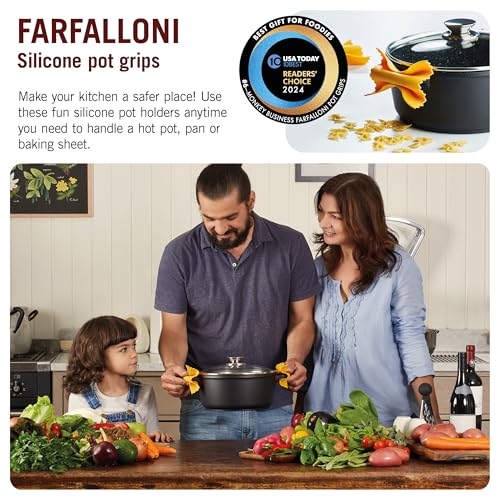 Farfalloni-Shaped Pot Holders | Pot Holders for Kitchen Cookware | Silicone Oven Grips| Fun Kitchen Gadgets | from a Collection of Different Pasta-Shaped Unique Kitchen Gadgets | by Monkey Business