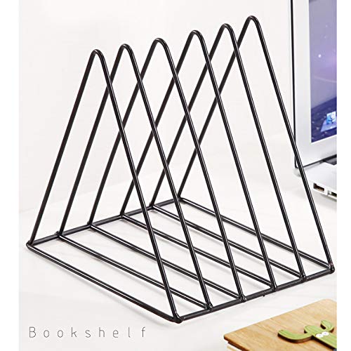 QPEY Triangle File Holder,5 Slot Metal Vinyl Record Stand Holder Magazine Newspaper Holder Photography Props for Office Home 1 Pc (black)