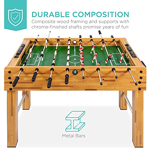 Best Choice Products 48in Competition Sized Foosball Table, Arcade Table Soccer for Home, Game Room, Arcade w/ 2 Balls, 2 Cup Holders - Light Brown