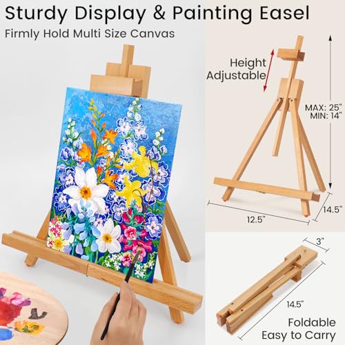 ARTALLY Acrylic Paint Set for Adults & Kids, 67 Pcs Canvas Painting Kits, 32 Colors Acrylic Paint (22ML),Table Easel,Brushes,Canvas, Art Painting Supplies Kit for Students,Artists,Beginners