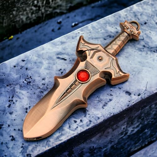 Cool Metal Torch Lighter, Creative Sword Shape Lighter, Refillable Butane Inflatable Lighter, Windproof Lighter, Candle Kitchen Outdoor Accessory, Unique Gift for Men (No Gas) Red Copper