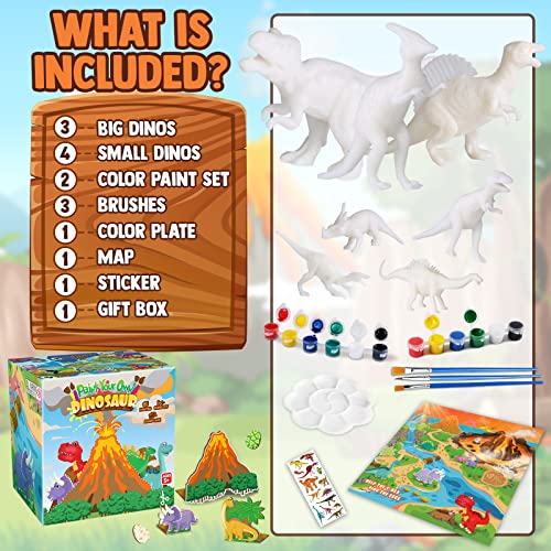 FUNZBO Dinosaur Toys for Kids 3-5, Painting Kits for Kids Ages 4-8 with Art Supplies, Arts and Crafts for Kids, Painting Set Toys for 6 7 8 9 10 11 12 Years Old Toddlers Boys Christmas Birthday Gifts