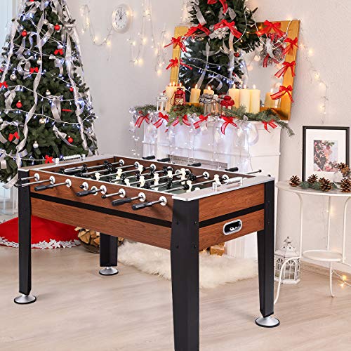 GYMAX Foosball Table, 54” Full Sized Soccer Game Table with 2 Footballs, Game Tables for Game Room Adults Kids Family Night