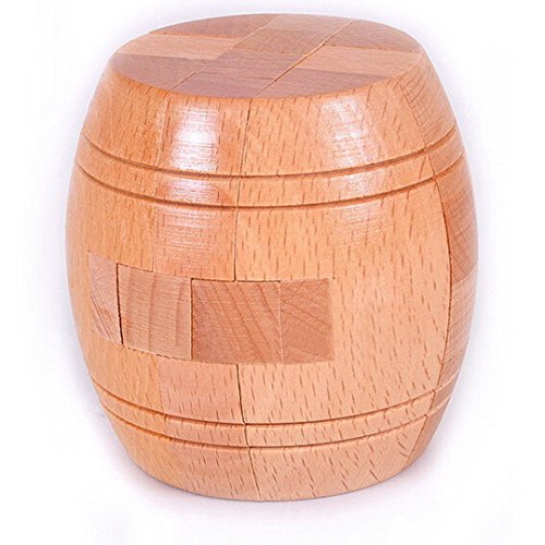 Ahyuan Handmade Powder Barrel Wooden Puzzles for Adults an Interlocking 3D Brain Teaser Puzzles for Adults Hidden Passage Works on a Classic Mechanical Puzzle Concept (Natural)