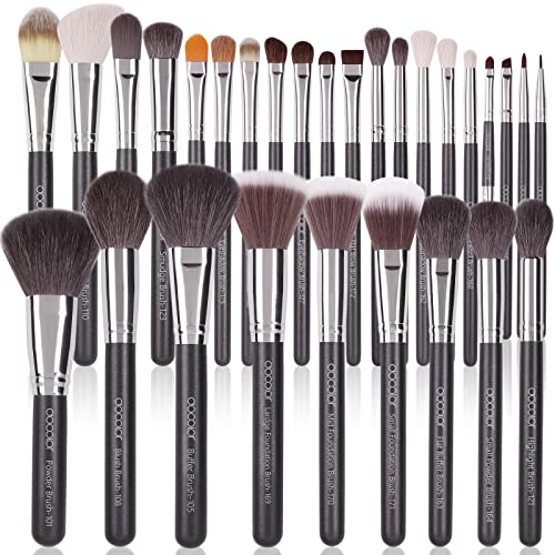 Docolor Professional Makeup Brush Set 29Pcs Makeup Brushes Valentines Day Gifts Premium Goat Synthetic Fiber Foundation Face Powder Blush Concealer Eyeshadows Make Up Brushes with PU Leather Case