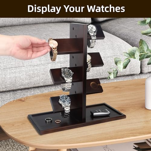 Watch Holder Stand Charging Station ,Watch Display Tower Jewelry Organizer for Rings, Necklaces, Coins Gifts for Men Women