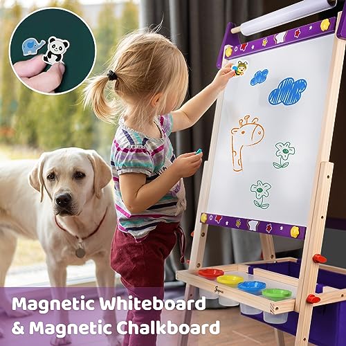 Joyooss Art Easel for Kids Easel for Toddlers, Adjustable Standing Wooden Toddler Easels Kids Board Whiteboard & Chalk Board Kids Dry Erase Board, Art Easel for Kids Age 2-4 4-8 9-12 Drawing Easels