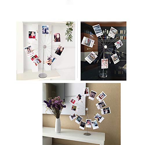 Mollytek Desktop Photo Holder With Clips Postcard Gift Card Picture Display Stand Decor Photo Tree Stand for Table Display Sky Wheel Romantic Design with Plated Wire and 14 Photo Metal Clips