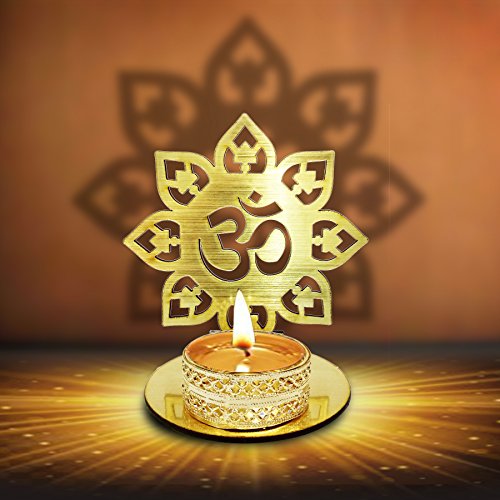 SATVIK OM Shadow Diya for Diwali Decoration Gift Traditional Decorative Statue for Home/Office Religious Tea Light Candle Holder Stand Indian Housewarming Return Gift Items OM Shape