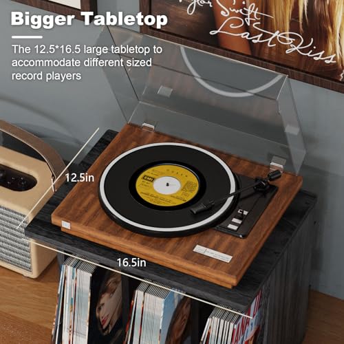 Emfogo Vinyl Record Storage, Vinyl Record Stand Wall Mount Up to 80-100 Albums, 3-Compartment Vinyl Record Holder