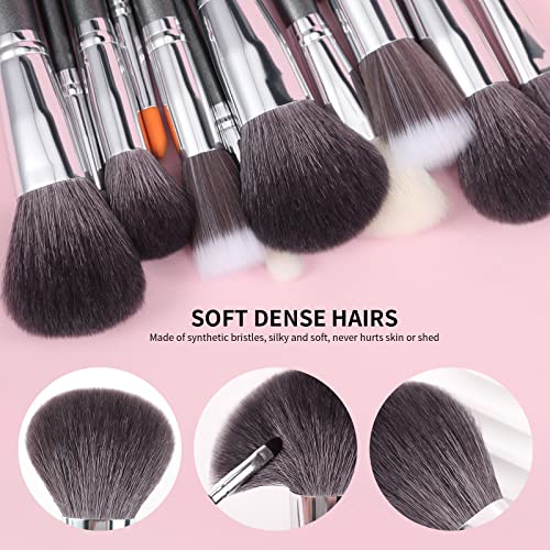 Docolor Professional Makeup Brush Set 29Pcs Makeup Brushes Valentines Day Gifts Premium Goat Synthetic Fiber Foundation Face Powder Blush Concealer Eyeshadows Make Up Brushes with PU Leather Case