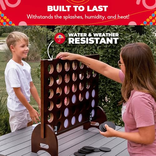 SWOOC Games - Giant Four in a Row (All Weather) with Carrying Case & 60% Quieter Design - Giant Connect - 4 Game - Giant Outdoor Games - Yard Games for Kids and Adults - Backyard Games - Giant Games