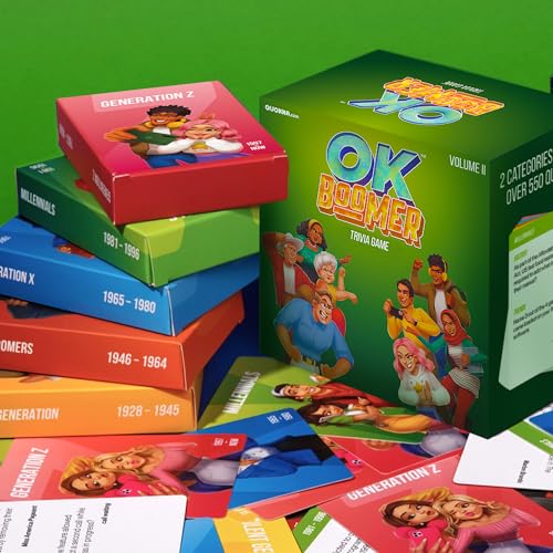 QUOKKA OK Boomer Family Game - Board Games for Family Night - Trivia Card Games for Adults & Kids - Fun Party Millennials vs Boomers Game for All Ages 12+