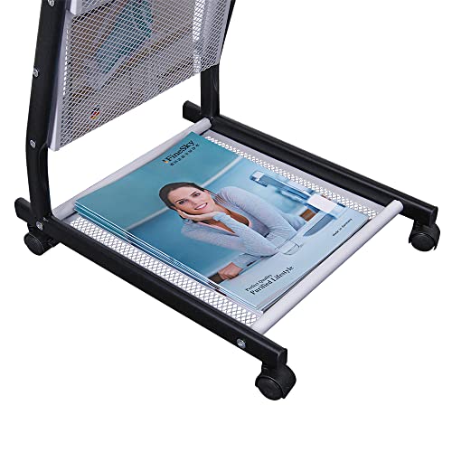 Kroey floor standing magazine rack Brochure Display Stand with 4 wheels and 6 layers for reception rooms or offices