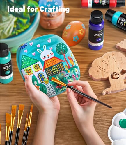 64 PCS Acrylic Paint Set with 12 Brushes, 2 Knives, Palette and Sponge, 48 Colors (60ml, 2oz) Art Craft Paints Gifts for Adults Kids Artists Beginners, Halloween Pumpkin Painting Kit