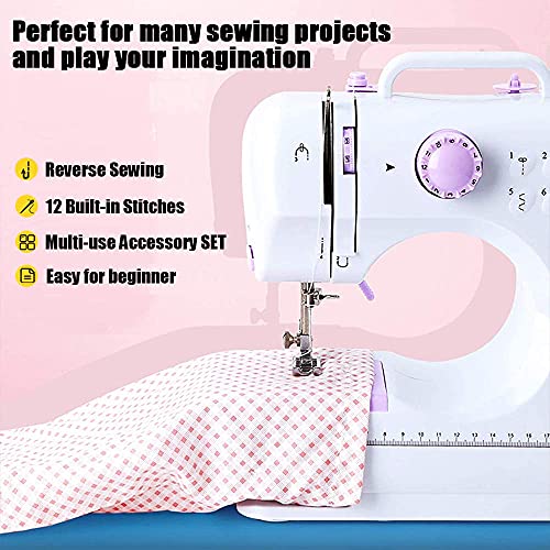 rxmeili Sewing Machine Portable mini Electric Sewing Machine for beginners 12 Built-in Stitches 2 Speed with Foot Pedal，Light, Storage Drawer.