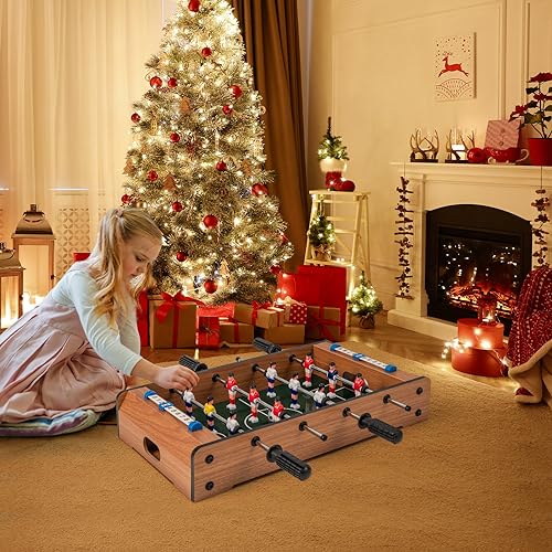 GYMAX Foosball Table, 20” Tabletop Mini Soccer Game with 2 Footballs & Score Keeper, Portable Arcade Game Table Set for Kids Adult Family Night, Game Room, Party