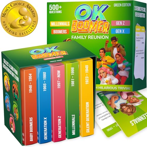 QUOKKA OK Boomer Family Game - Board Games for Family Night - Trivia Card Games for Adults & Kids - Fun Party Millennials vs Boomers Game for All Ages 12+