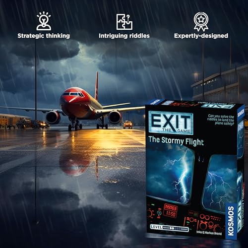 EXIT: The Stormy Flight | Escape Room Game in a Box| EXIT: The Game – A Kosmos Game | Family – Friendly, Card-Based at-Home Escape Room Experience for 1 to 4 Players, Ages 12+