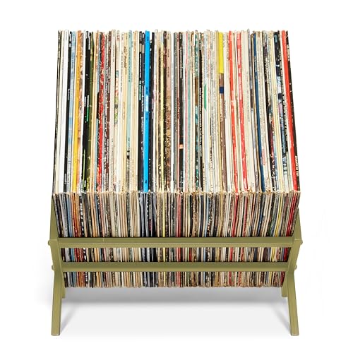 MODERN VINYL Record Holder - Gold Metal - 80-100 LP Storage - Simple, Quick Assembly - Vinyl Display, Storage - High-End Design - Protects Vinyl - Organize Albums - Book, Magazine, Files