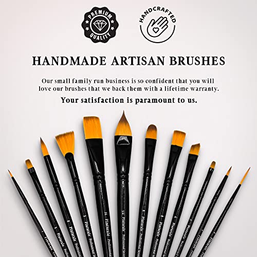 Pinturale Arts Set of 12 Brushes for Acrylic & Oil Painting | Acrylic & Oil Masters | Acrylic Paint Brush Set | Handmade Professional Oil Paint Brush Set | Acrylic Brush Set, Oil Paint Brushes