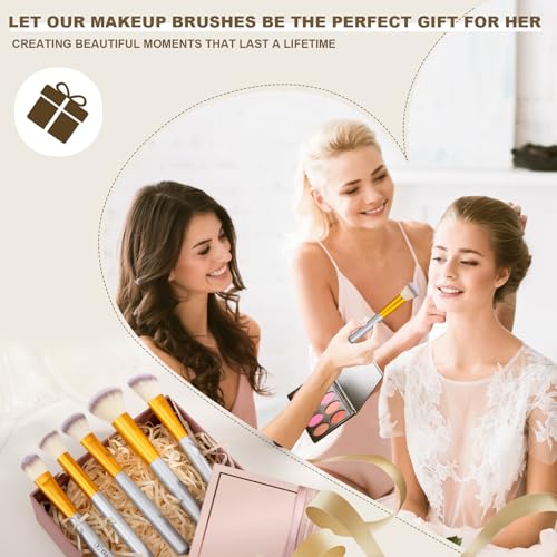 Makeup Brush Set,VANDER 24pcs Premium Synthetic Makeup Brushes for Foundation, Professional Eyeshadow, Eyeliner, Concealer Make up Brush Kit with Cloth Travel Makeup bag, Champagne