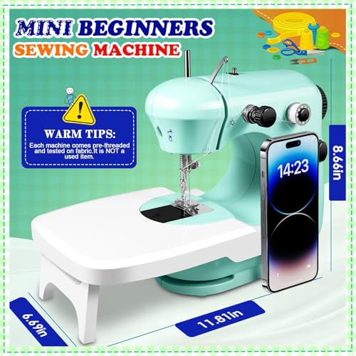 Sewing Machine, Mini Sewing Machine for Beginner with Eco-Friendly Material, Dual Speed Portable Sewing Machine with Extension Table, Light - Easy to Use, Best Gift for Kids and Women, Space Saver